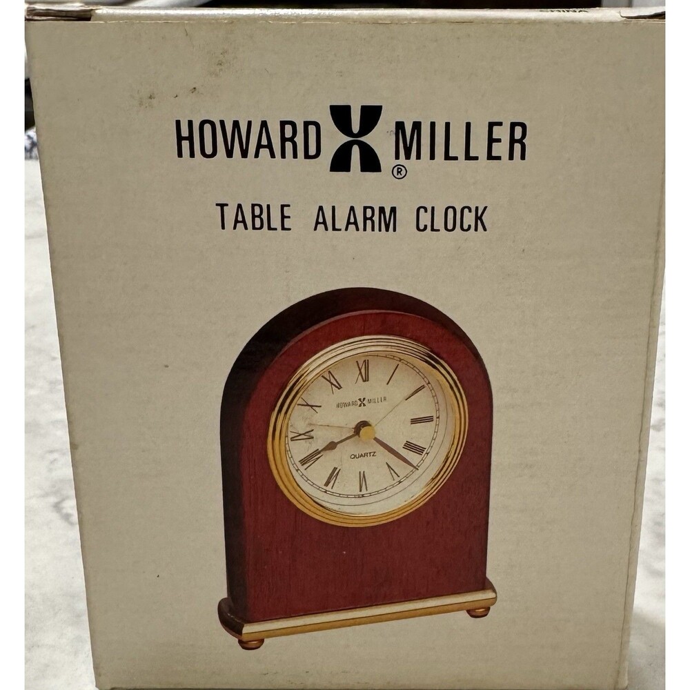Howard Miller Table Alarm Clock Rosewood Brass Base New In Box Vintage 613-487